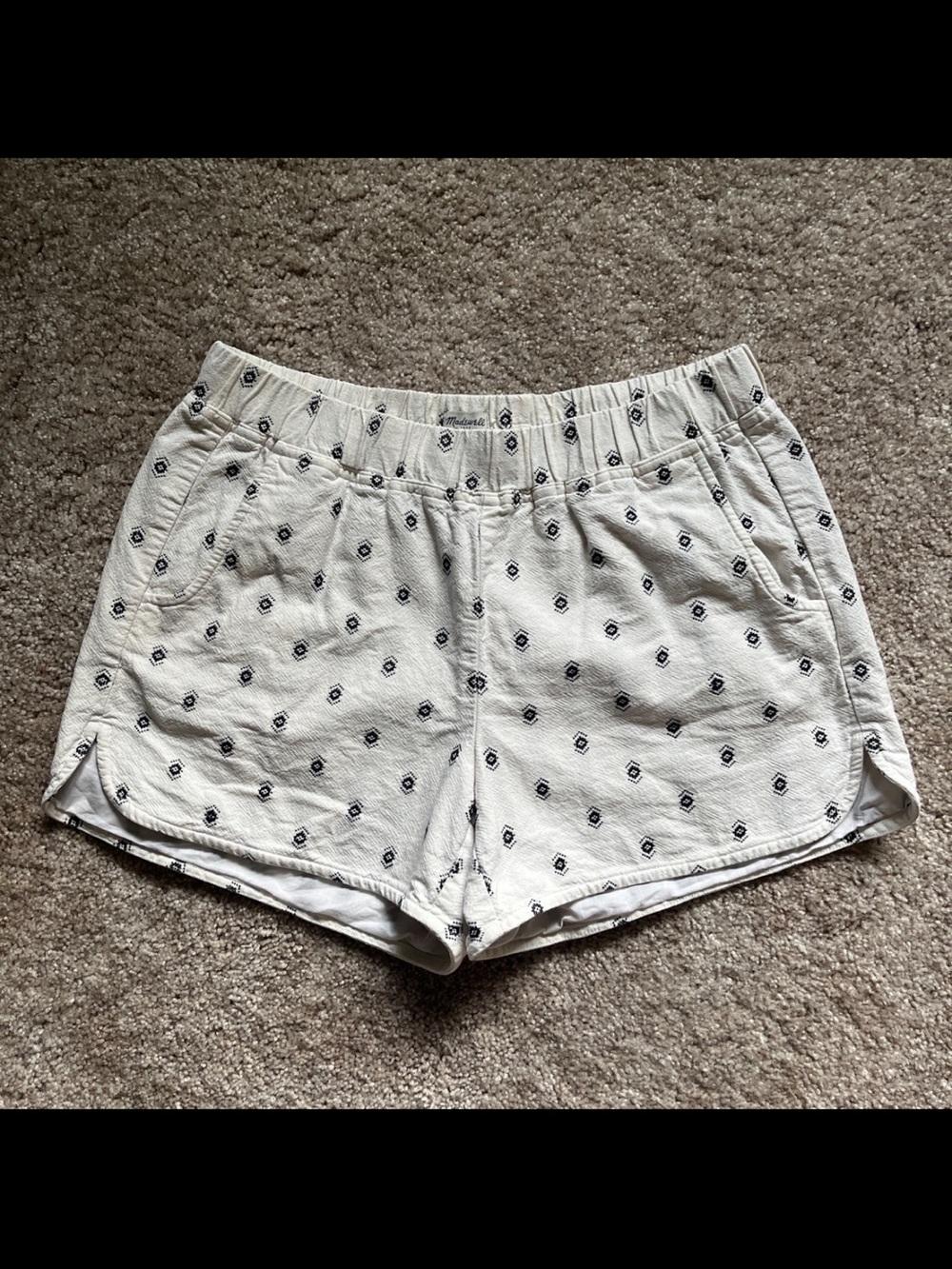 Madewell White Shorts with Geometric Print